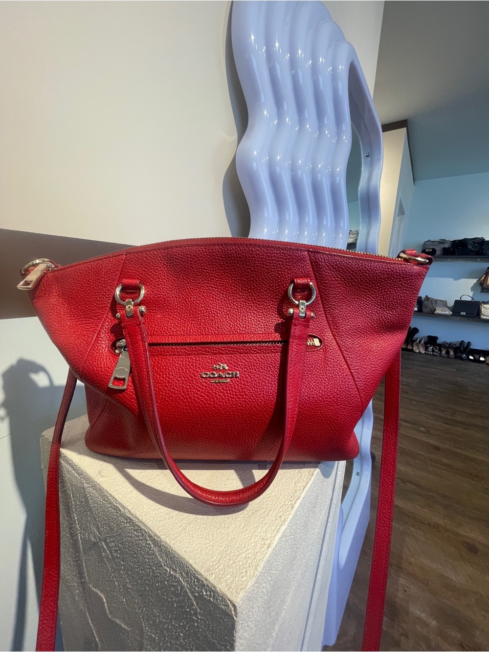 Coach Red Pebbled Leather Red Prairie Satchel